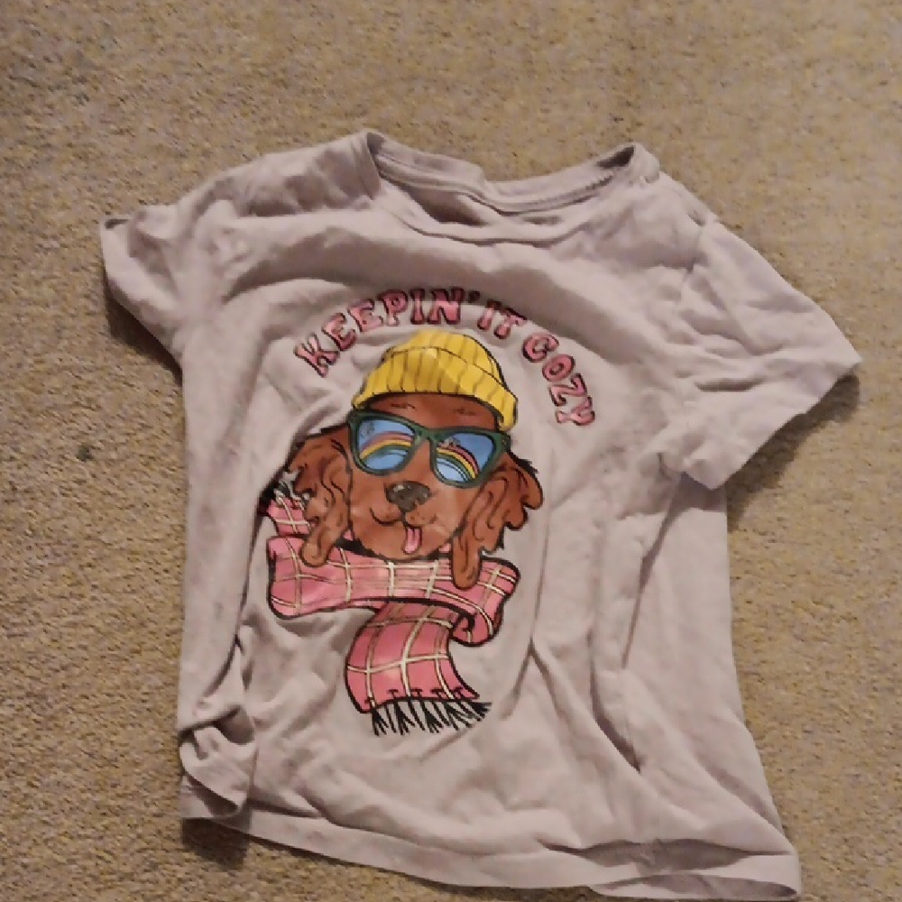 Cozy Dog Graphic Kids T-Shirt - Light Pink